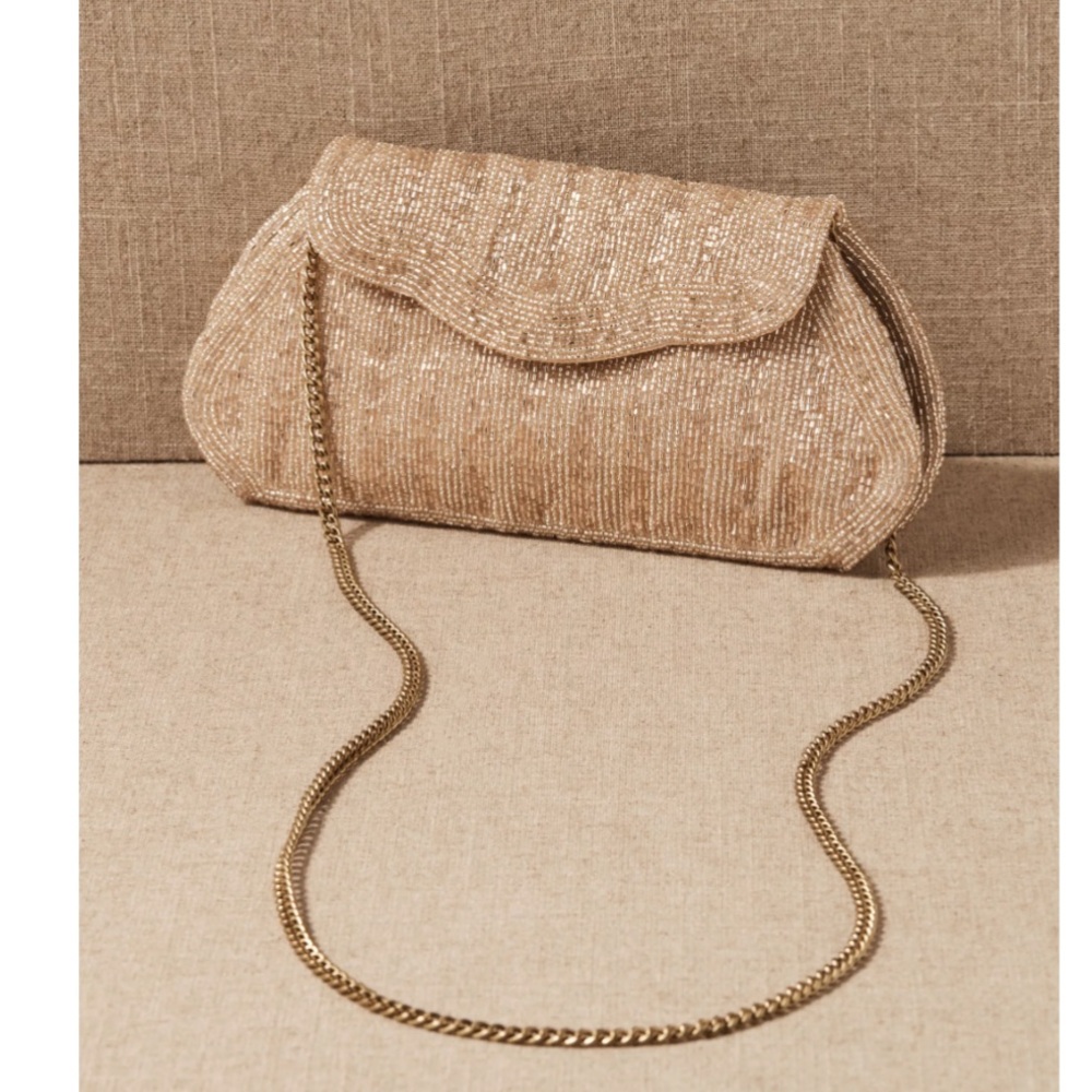 Anthropologie BHLDN Gold Clutch with Chain